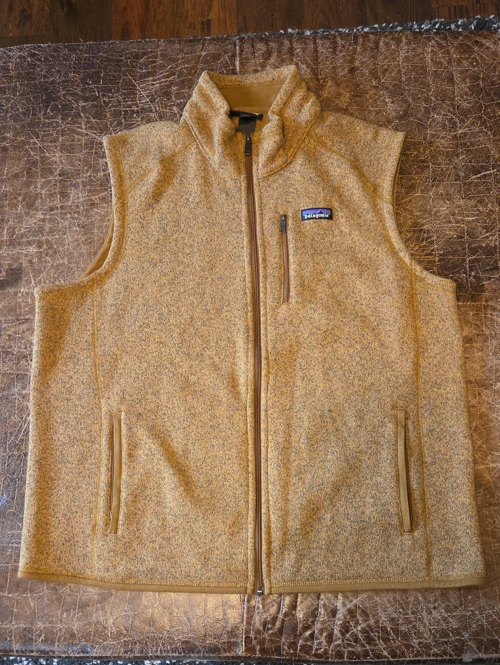 Patagonia Better Sweater Men's Heathered Tan Zip-Up Fleece Vest. Size XXL